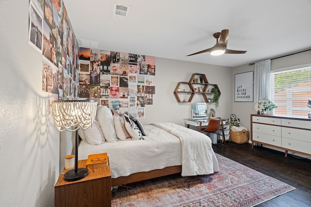 416 Springhill Dr, Hurst, TX 76054 - bedroom with wood finished floors and a ceiling fan