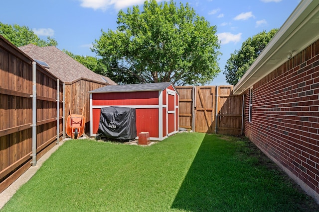 416 Springhill Dr, Hurst, TX 76054 - fenced backyard with a storage unit and a gate