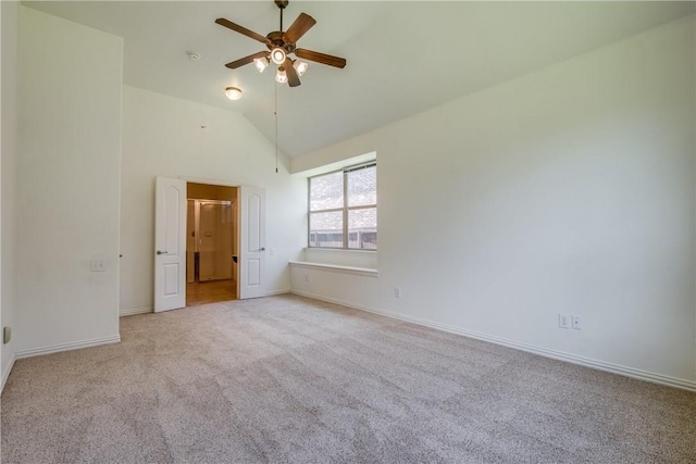 1300 Meadow Ranch Rd, Mckinney, TX 75071 - unfurnished bedroom featuring carpet, high vaulted ceiling, and a ceiling fan
