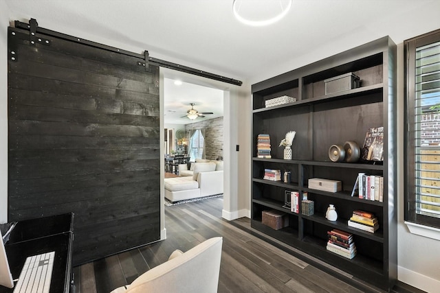 1521 Twistleaf Rd, Flower Mound, TX 76226 - hall featuring dark wood-type flooring and a barn door