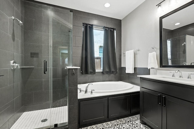 1521 Twistleaf Rd, Flower Mound, TX 76226 - bathroom with a stall shower, vanity, and a bath