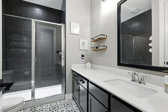 1521 Twistleaf Rd, Flower Mound, TX 76226 - full bathroom with vanity, a shower stall, and tile patterned floors