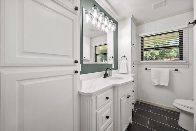 1205 Columbia Cir, Corsicana, TX 75110 - bathroom with vanity, tile patterned flooring, and ornamental molding