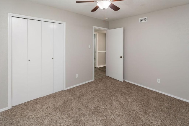 4229 Shagbark St, Fort Worth, TX 76137 - unfurnished bedroom featuring carpet flooring, a closet, and ceiling fan