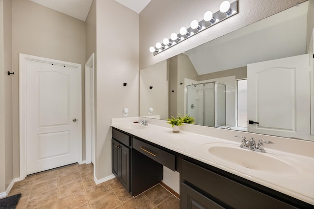 2823 Coteau Way, Dallas, TX 75227 - bathroom featuring a stall shower and double vanity