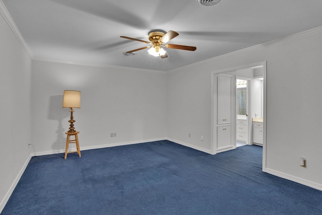 824 Captain Shreve Dr, Shreveport, LA 71105 - unfurnished room featuring ceiling fan, dark colored carpet, and crown molding