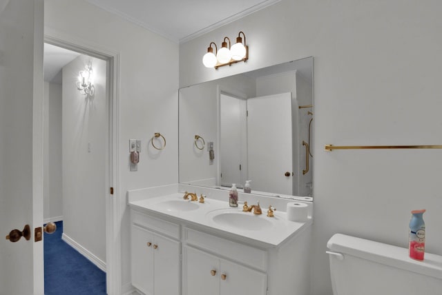 824 Captain Shreve Dr, Shreveport, LA 71105 - bathroom featuring double vanity and ornamental molding