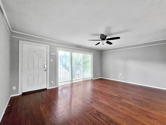 6620 Eastridge Dr Unit 219, Dallas, TX 75231 - foyer with ornamental molding, wood finished floors, and a ceiling fan