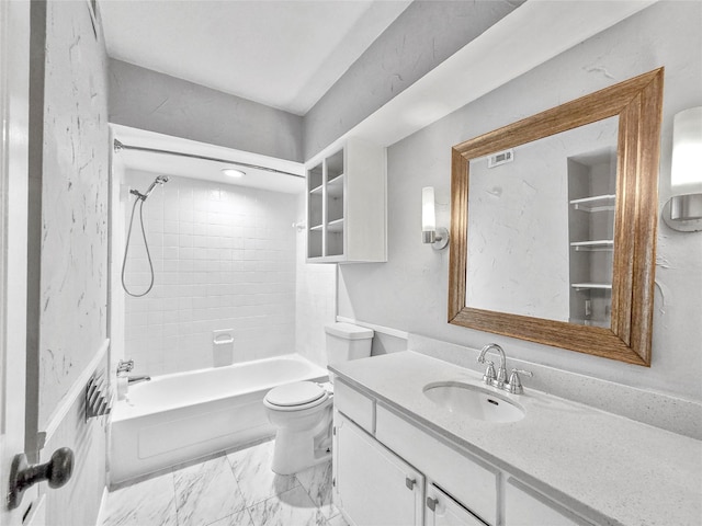 6620 Eastridge Dr Unit 219, Dallas, TX 75231 - bathroom with vanity, tub / shower combination, and marble look tile flooring