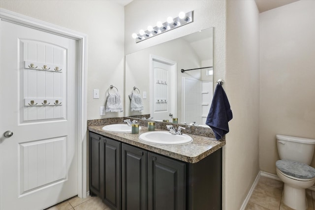 616 Cameron Way, Azle, TX 76020 - bathroom featuring tile patterned flooring, double vanity, and a shower