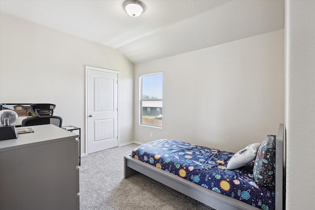 616 Cameron Way, Azle, TX 76020 - bedroom featuring lofted ceiling, light colored carpet, and a desk