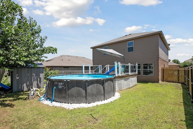 616 Cameron Way, Azle, TX 76020 - rear view of property with a fenced backyard, brick siding, a storage shed, and a wooden deck