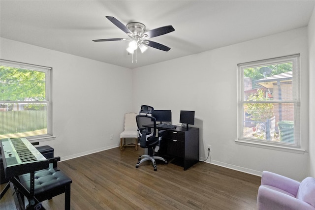3122 Old Orchard Rd, Garland, TX 75041 - home office featuring wood finished floors and ceiling fan