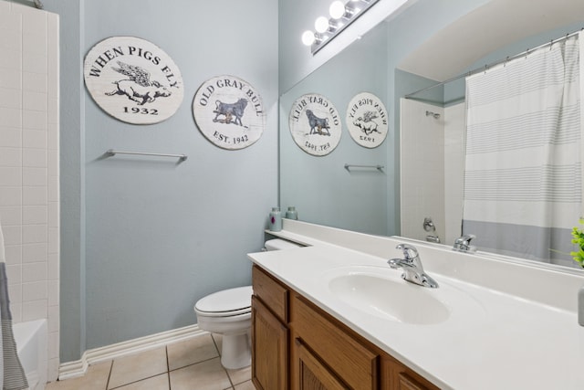 5606 Bay Meadows Dr, Frisco, TX 75034 - bathroom featuring vanity, tile patterned flooring, and shower / bath combination with curtain