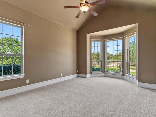 830 Cemetery Rd, Decatur, TX 76234 - spare room featuring ceiling fan, vaulted ceiling, healthy amount of natural light, and carpet