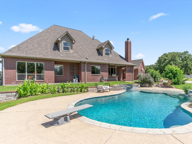 830 Cemetery Rd, Decatur, TX 76234 - view of swimming pool with a patio area, a pool with connected hot tub, and a diving board
