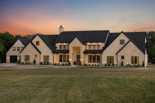 1890 Mcconnell Rd, Gunter, TX 75058 - french provincial home featuring a chimney, a yard, and stone siding