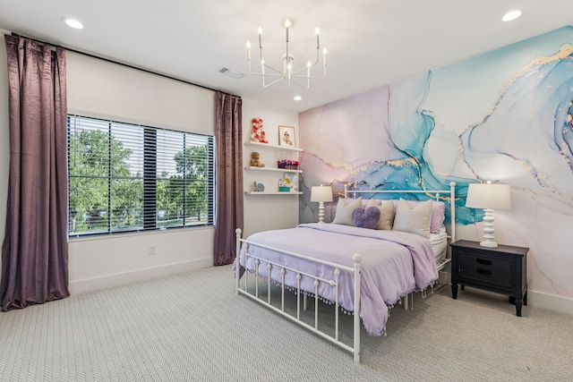 1890 Mcconnell Rd, Gunter, TX 75058 - carpeted bedroom with a chandelier and recessed lighting