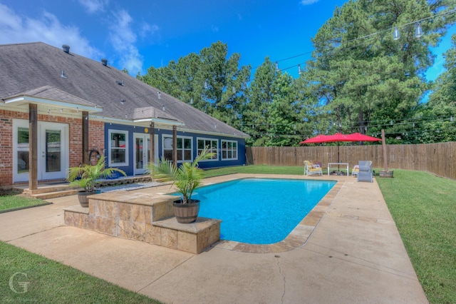 133 Downs Dr, Benton, LA 71006 - view of swimming pool with a patio area, a fenced backyard, and french doors