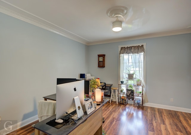133 Downs Dr, Benton, LA 71006 - office area with ornamental molding and wood finished floors