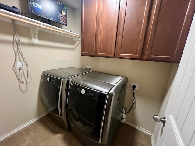 484 Harding Ln, Lavon, TX 75166 - washroom with independent washer and dryer, cabinet space, and tile patterned floors