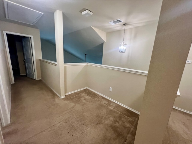 484 Harding Ln, Lavon, TX 75166 - corridor with carpet flooring and vaulted ceiling