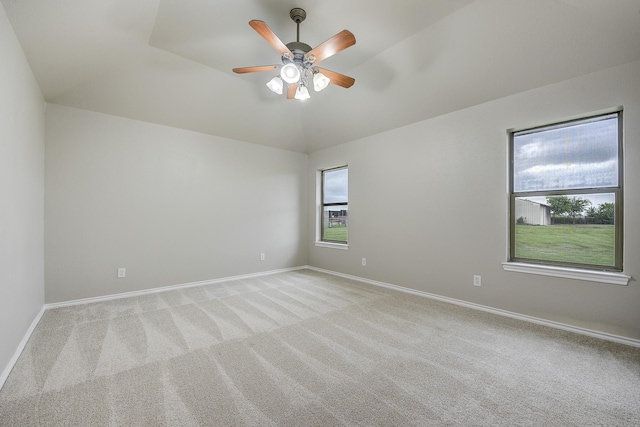 11440 Mitchell Cir, Ponder, TX 76259 - unfurnished room featuring plenty of natural light, light colored carpet, ceiling fan, and lofted ceiling