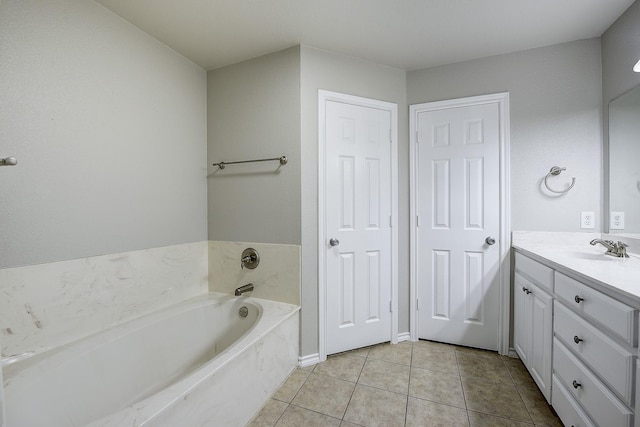 11440 Mitchell Cir, Ponder, TX 76259 - bathroom with vanity, a bath, and tile patterned floors