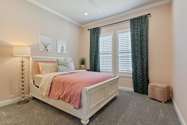 400 Wycliff Dr, China Spring, TX 76633 - bedroom with dark carpet and ornamental molding