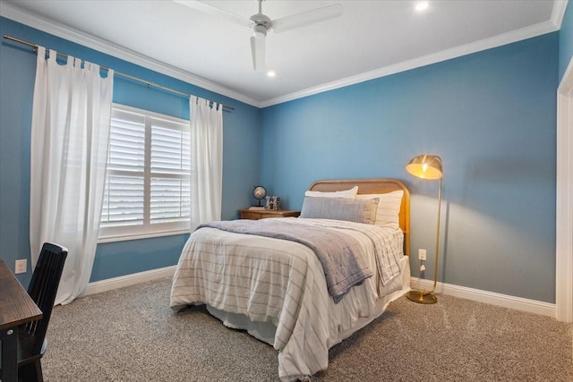 400 Wycliff Dr, China Spring, TX 76633 - bedroom featuring carpet flooring, crown molding, and a ceiling fan