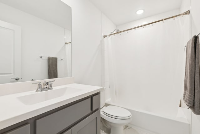 1814 Cypress Gap Trl, Mansfield, TX 76063 - full bathroom with vanity, shower / bath combination with curtain, marble look tile flooring, and recessed lighting