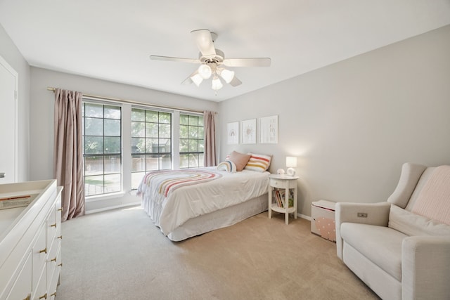 6250 Twin Oaks Cir, Dallas, TX 75240 - bedroom featuring light colored carpet and a ceiling fan