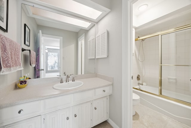 6250 Twin Oaks Cir, Dallas, TX 75240 - full bathroom with vanity, shower / bath combination with glass door, and tile patterned flooring
