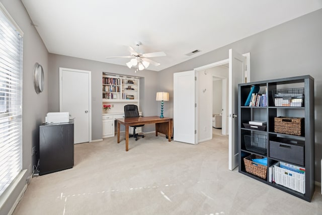 6250 Twin Oaks Cir, Dallas, TX 75240 - office with ceiling fan and light colored carpet