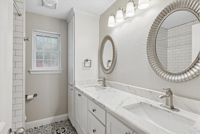 4632 Ivanhoe Dr, Fort Worth, TX 76132 - bathroom with double vanity and tile patterned flooring