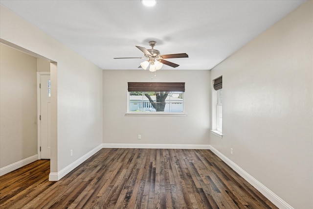 4632 Ivanhoe Dr, Fort Worth, TX 76132 - empty room with dark wood finished floors and ceiling fan