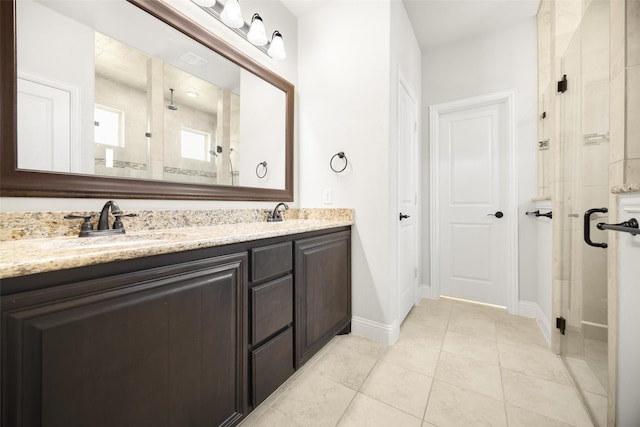 1020 Perennial Ln, Little Elm, TX 75068 - full bath with a stall shower, double vanity, and tile patterned floors