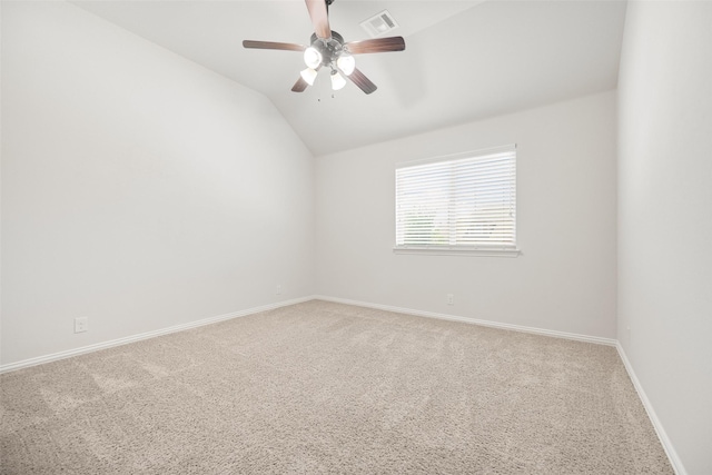 1020 Perennial Ln, Little Elm, TX 75068 - empty room featuring carpet, vaulted ceiling, and a ceiling fan