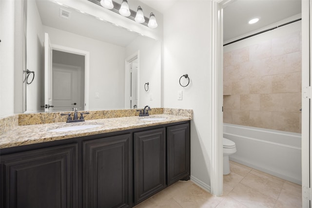 1020 Perennial Ln, Little Elm, TX 75068 - bathroom featuring double vanity, shower / bath combination, and tile patterned floors