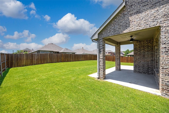 1020 Perennial Ln, Little Elm, TX 75068 - fenced backyard featuring ceiling fan and a patio area