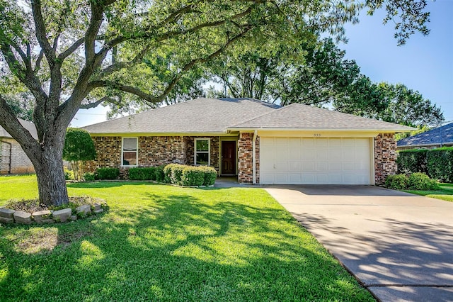 555 Meadowbrook Dr, Burleson, TX 76028 - single story home featuring an attached garage, a front lawn, driveway, brick siding, and roof with shingles