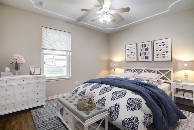 555 Meadowbrook Dr, Burleson, TX 76028 - bedroom with dark wood finished floors and ceiling fan