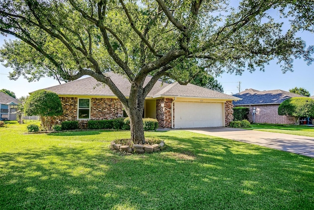 555 Meadowbrook Dr, Burleson, TX 76028 - view of front facade with a garage, driveway, a front yard, and brick siding