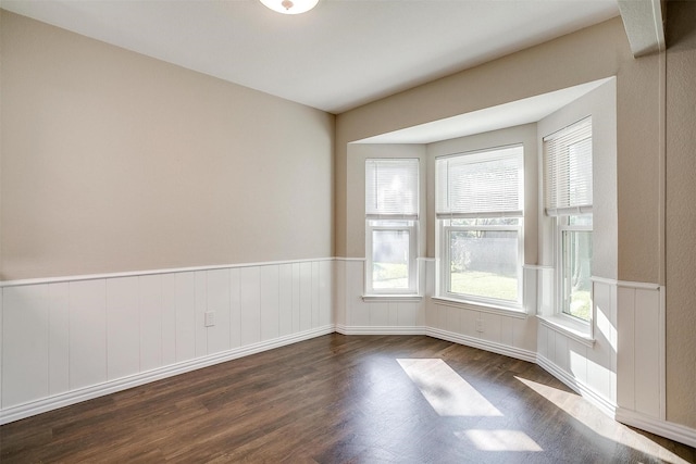 555 Meadowbrook Dr, Burleson, TX 76028 - empty room with dark wood-type flooring, plenty of natural light, and a wainscoted wall