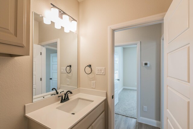 213 Navajo Trl, Alvarado, TX 76009 - bathroom featuring wood finished floors and vanity