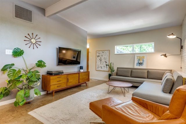 8820 Vinewood Dr, Dallas, TX 75228 - living area with baseboards and beamed ceiling