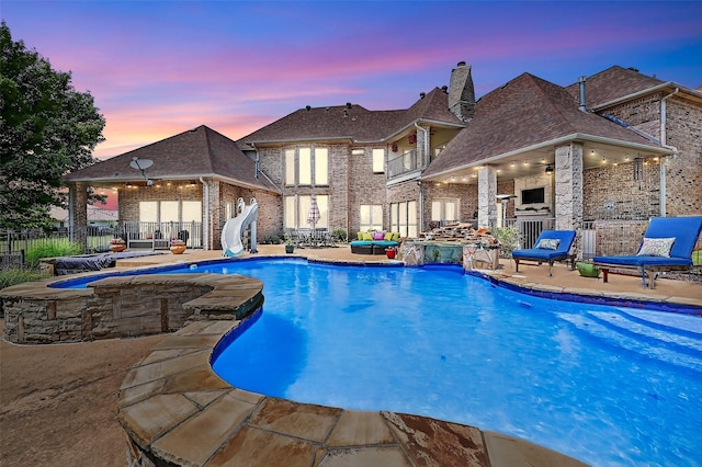 107 Bob Jones Ct, Pottsboro, TX 75076 - view of pool featuring a water slide and a patio area