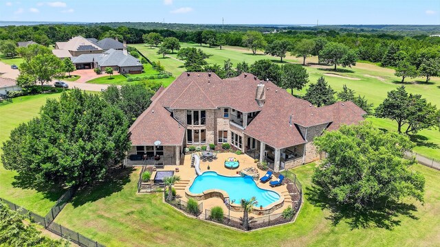 107 Bob Jones Ct, Pottsboro, TX 75076 - aerial view of property and surrounding area featuring a pool area and a tree filled landscape