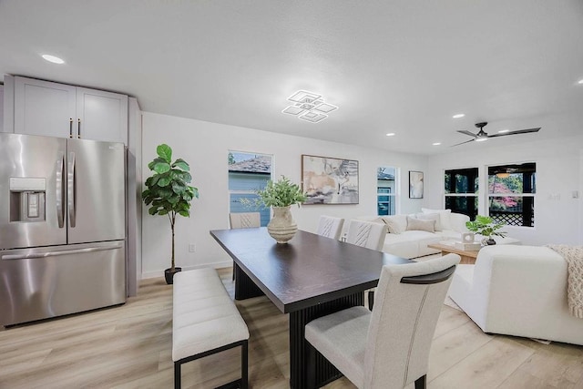 2504 Guilford Rd, Fort Worth, TX 76107 - dining room with recessed lighting, light wood-style flooring, and ceiling fan