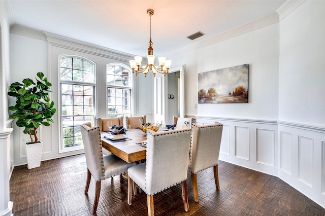 800 Manor Dr, Argyle, TX 76226 - dining room with a chandelier, plenty of natural light, and crown molding